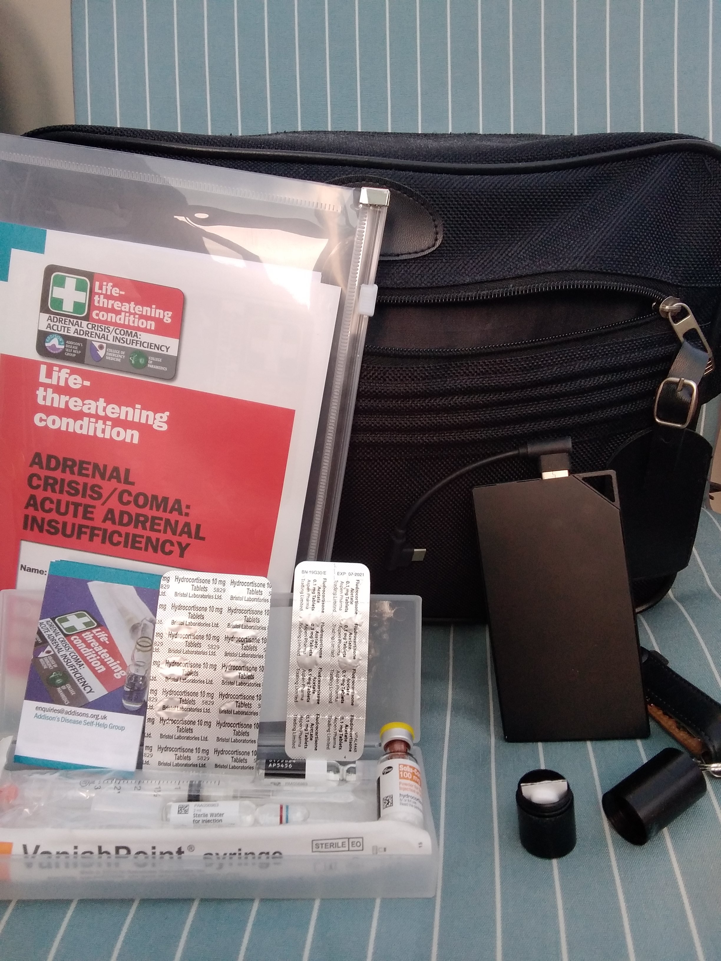 Emergency steroid injection kit.