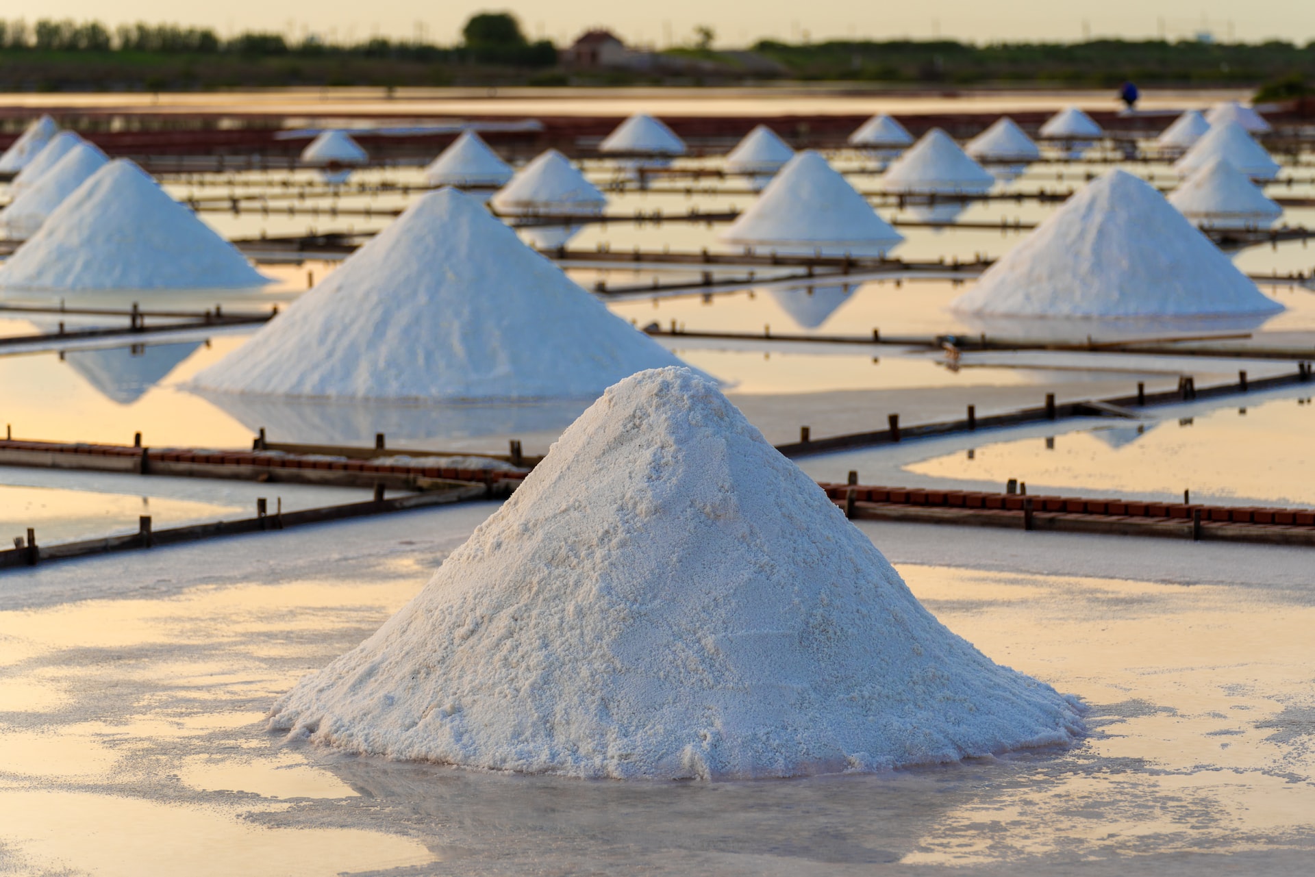 Piles of salt on fields in Tainan, southern Taiwan.